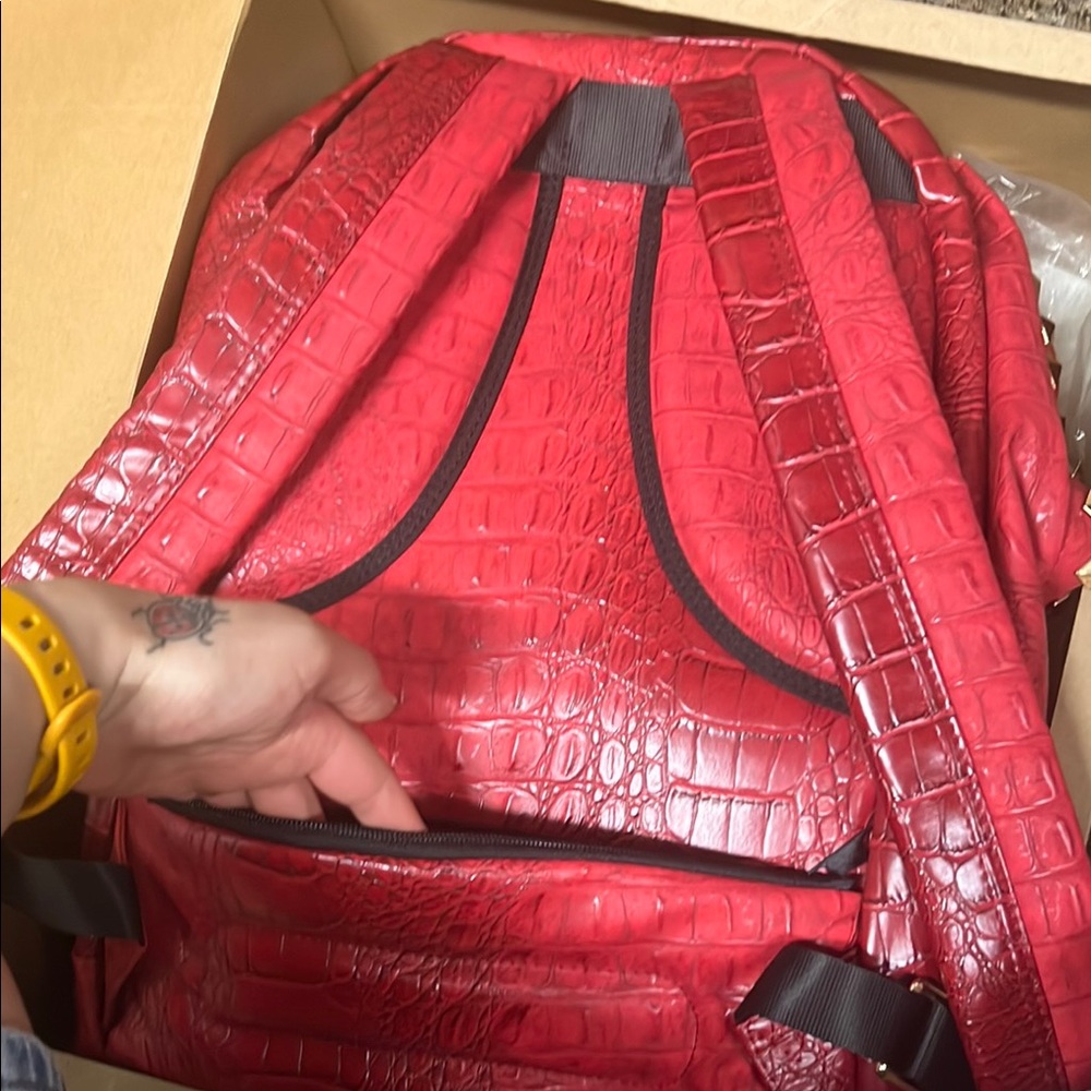 Zara Red Studded Backpack - Picture 9 of 12